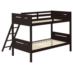 Espresso Twin/Twin Bunk Bed with Built-in Ladder