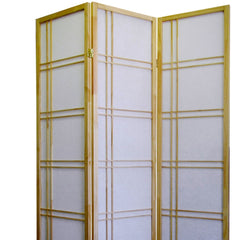 70" Tall 3-Panel Screen / Room Divider "Girard" with Natural Wood finish