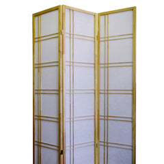 70" Tall 3-Panel Screen / Room Divider "Girard" with Natural Wood finish