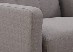 Two-Seater Sofa, Polyester Blend Fabric with Quilted Structure, Solid Wood Legs, High-Density Foam Padding & 2 Throw Pillows