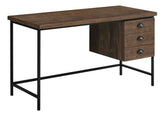 Computer Desk, Home Office, Laptop, Storage Drawers, 55"l, Work, Brown Laminate, Black Metal, Contemporary, Modern