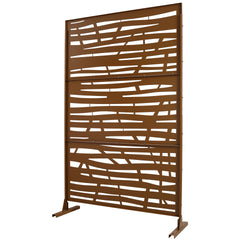 Outdoor & Indoor Privacy Screen Metal Privacy Screen 76" H×48" W, Freestanding Decorative Privacy Screen for Deck Balcony Patio, Privacy Fence Panels for Outside Lawn Garden PS109 BROWN