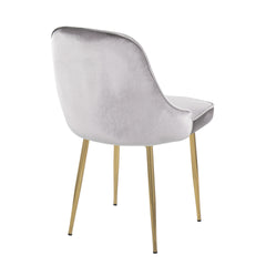 Marcel Contemporary Dining Chair with Gold Frame and Silver Velvet Fabric by LumiSource - Set of 2