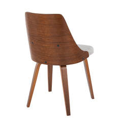 Anabelle Mid-Century Modern Dining/Accent Chair in Walnut Wood and Grey Fabric by LumiSource - Set of 2