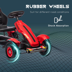 Aosom Kids Pedal Go Kart, Outdoor Ride on Toys with Adjustable Seat, Sharp Handling, Handbrake, 4 Non-Slip Rubber Wheels for Boys & Girls Aged 5-12 Years Old, Red