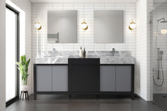 Black and Grey Double Bath Vanity 80 in. W x 22 in. D, Castle Grey Marble Top and Chrome Faucet Set