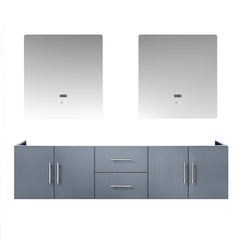 Dark Grey Double Bath Vanity 72 in. W x 22 in. D, and 30 in. LED Mirrors