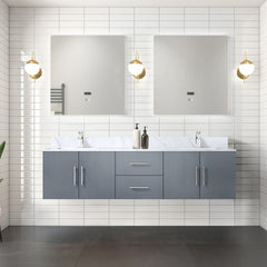 Dark Grey Double Bath Vanity 72 in. W x 22 in. D, and 30 in. LED Mirrors