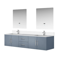 Dark Grey Double Bath Vanity 80 in. W x 22 in. D, Cultured Marble Top, Faucet Set, and 30 in. LED Mirrors