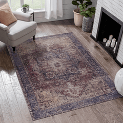 MAVAL Burgundy Washable Rug 6x9 Area Rug (Burgundy, 6' x 9')