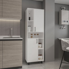 Bryce Pantry Cabinet With Two Doors And Multiple Storage Compartments, White