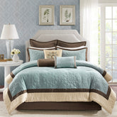 9 Piece Charmeuse Comforter Set Blue King