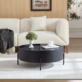 Round Coffee Table with Storage Modern Accent Tea Table for Bedroom Living Room Office Apartment