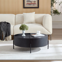 Round Coffee Table with Storage Modern Accent Tea Table for Bedroom Living Room Office Apartment