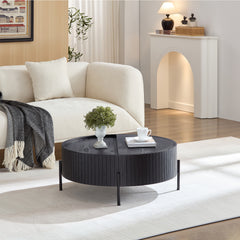 Round Coffee Table with Storage Modern Accent Tea Table for Bedroom Living Room Office Apartment