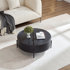 Round Coffee Table with Storage Modern Accent Tea Table for Bedroom Living Room Office Apartment