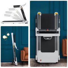 Portable Compact Treadmill;Electric Motorized 3.5HP;14KM/H;Medium Running Machine Motorised Gym 330lbs;Foldable for Home Gym Fitness Workout Jogging Walking;Bluetooth Speaker APP FITIME