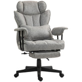 HOMCOM Executive Office Chair, 400LBS Big and Tall Office Chair with Foot Rest, Microfiber Computer Desk Chair with Lumbar Support, Reclining Function and Wide Seat, Gray