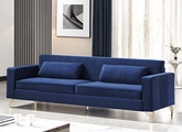 Aesthetic 85.8" Velvet Sofas for Living Room, 3 Seater Couch with Classic Modern Appeal and Luxurious Soft Comfort, Easy to Maintain, Blue
