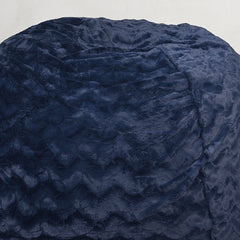 Faux Fur Bean Bag Chair, Navy-3ft Cozy and Stretchable Fabric Lounger for Children and Adults with Easy-Clean Cover, Comfortable Faux Fur Seating for Bedrooms, Filled with Shredded and Memory Foam.