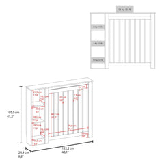 Radiator Cover Cabinet Joseph with Slatted Frame and 3 Shelves, Decorative Heater Cover, Modern Furniture Accent, Walnaut