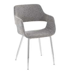 Margarite Contemporary Dining/Accent Chair in Chrome Metal and Grey Fabric by LumiSource - Set of 2