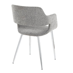 Margarite Contemporary Dining/Accent Chair in Chrome Metal and Grey Fabric by LumiSource - Set of 2