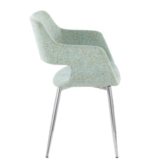 Margarite Contemporary Dining/Accent Chair in Chrome Metal and Light Green Fabric by LumiSource - Set of 2