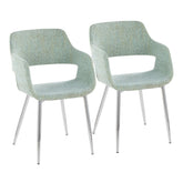 Margarite Contemporary Dining/Accent Chair in Chrome Metal and Light Green Fabric by LumiSource - Set of 2