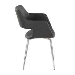 Margarite Contemporary Dining/Accent Chair in Chrome Metal and Grey Faux Leather by LumiSource - Set of 2