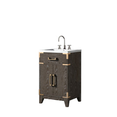 Brown Oak Single Bath Vanity 20 in. W x 18 in. D, Acrylic Top, and Faucet Set