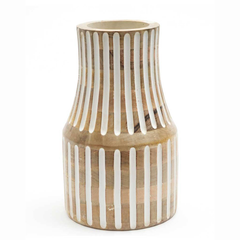 Decorative Handcrafted Accent Wood Vase for Living Room-7X12"