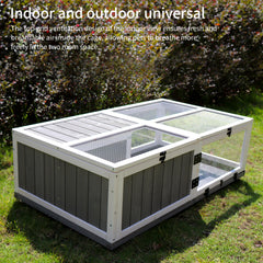 43"Upgrade waterproof tray, activity tray, wooden turtle house indoor small animal turtle cage outdoor wooden reptile cage,with rest area and play water game area