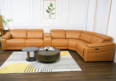 Power Recliner Sofa Set, Reclining Sectional Sofa with Adjustable Headrest & Power Recline, Breathable Leather with Storage Console & USB Ports, Easy Assembly Living Room Furniture Sets