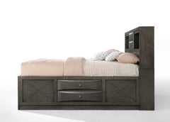Ireland Gray Oak Finish EK Bed W/Storage