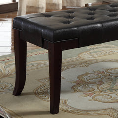 Linon Tufted Bench, Faux Leather, Espresso