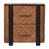 Solid Wood Havana Canefront Drawers,Brown with 2 Drawers