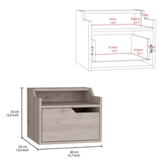 Busan Modern Floating Nightstand , End Table, Side Table Single-Drawer Design with Sleek Two-Tiered Top Shelf Surfaces- Light Grey - Bedroom
