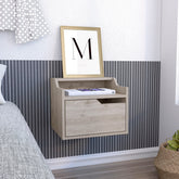 Busan Modern Floating Nightstand , End Table, Side Table Single-Drawer Design with Sleek Two-Tiered Top Shelf Surfaces- Light Grey - Bedroom
