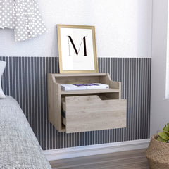 Busan Modern Floating Nightstand , End Table, Side Table Single-Drawer Design with Sleek Two-Tiered Top Shelf Surfaces- Light Grey - Bedroom
