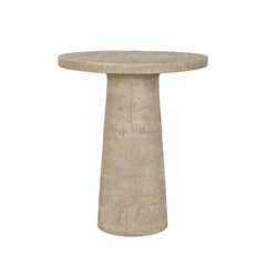 22x22x25.5" Cream Round Side Table with Pedestal Base