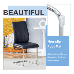 6 Dining Chair Set, Black Dining Chair Set, PU Material High Back Seat and Sturdy Leg Chair, Suitable for Dining Room, Kitchen, Living Room