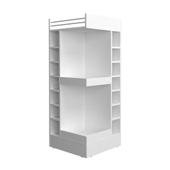 Lyman 46" Tall 3-Tier Corner Bar Cabinet with Fourteen Wine Bottle Cubbies, Living Room, Liquor Cabinet, Storage Cabinet White