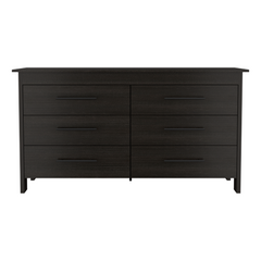 Hms 6 Drawer Double Dresser, Four Legs, Superior Top -Black