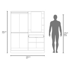 Kamelot Armoire With Double Doors, Hanging Rod And Interior Shelves, White