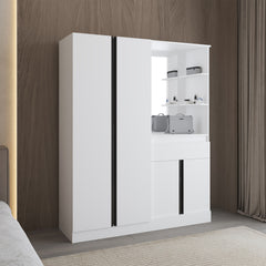 Kamelot Armoire With Double Doors, Hanging Rod And Interior Shelves, White
