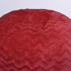Faux Fur Bean Bag Chair, Red-5ft Cozy and Stretchable Fabric Lounger for Children and Adults with Easy-Clean Cover, Comfortable Faux Fur Seating for Bedrooms, Filled with Shredded and Memory Foam.