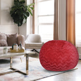 Faux Fur Bean Bag Chair, Red-5ft Cozy and Stretchable Fabric Lounger for Children and Adults with Easy-Clean Cover, Comfortable Faux Fur Seating for Bedrooms, Filled with Shredded and Memory Foam.