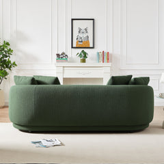 Dylan Modern French Boucle Sofa Comfortable Couch Brown Dark Green Solid Wood 32x85x28 inches