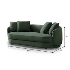 Dylan Modern French Boucle Sofa Comfortable Couch Brown Dark Green Solid Wood 32x85x28 inches
